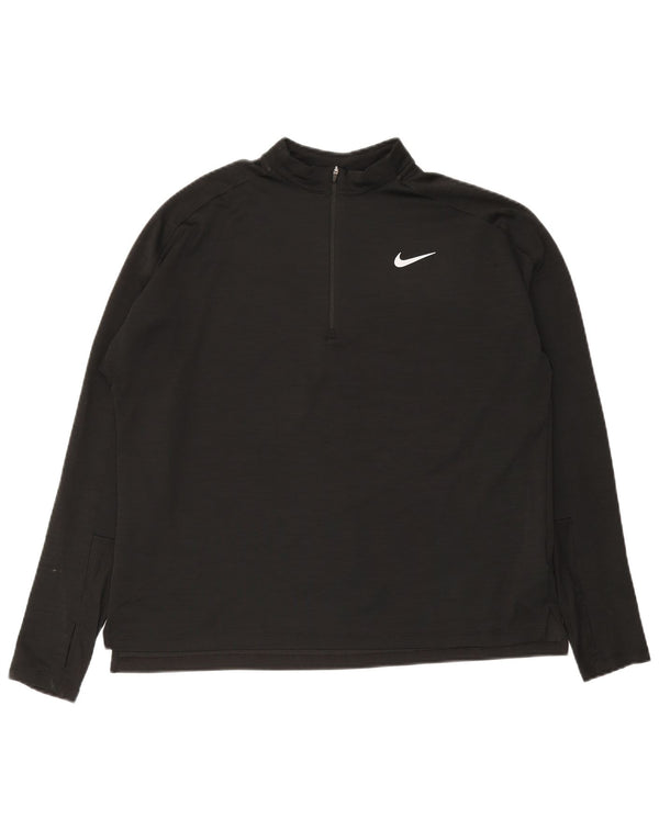 Ανδρική μπλούζα με φερμουάρ Nike, μακρύ μανίκι XL, Αθλητισμός από μαύρο πολυεστέρα
