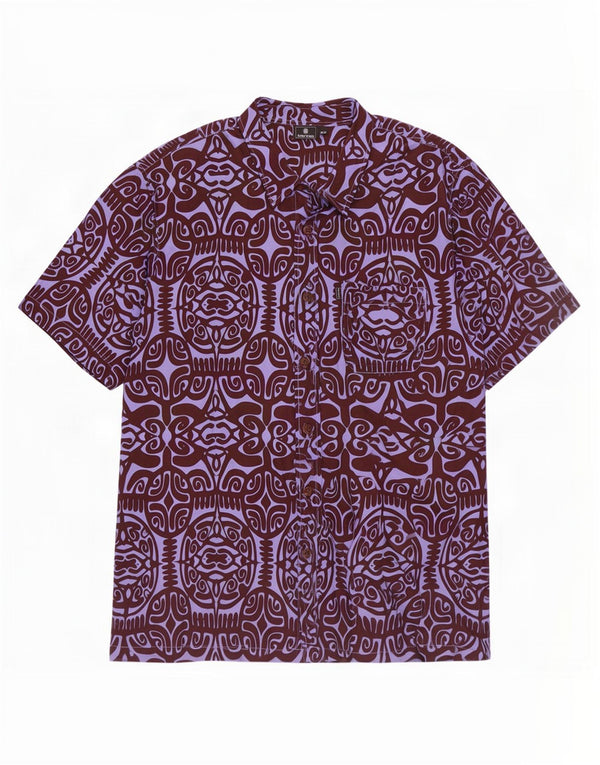 Ανδρικό πουκάμισο Tribal Origin Abstract Μοτίβο κοντομάνικο 2XL μωβ βαμβακερό