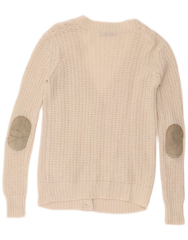 Zara Γυναικεία Ζακέτα UK 10 Small White Acrylic