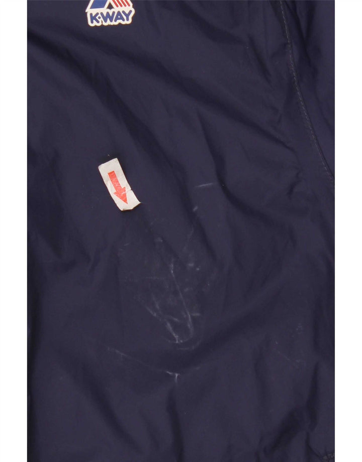 K-Way Boys Hooded Rain Jacket 11-12 Years Navy Blue Nylon