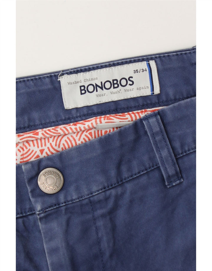 Ανδρικό ίσιο παντελόνι Chino BONOBOS W35 L34 Μπλε βαμβακερό