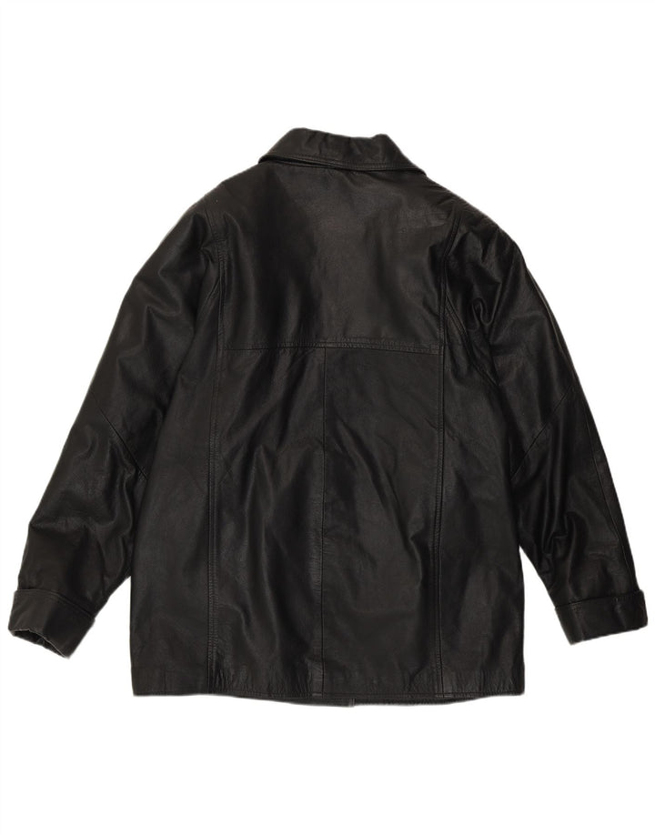 Μοντέρνο Classics Γυναικείο Loose Fit Leather Jacket UK 14 Medium Black Leather