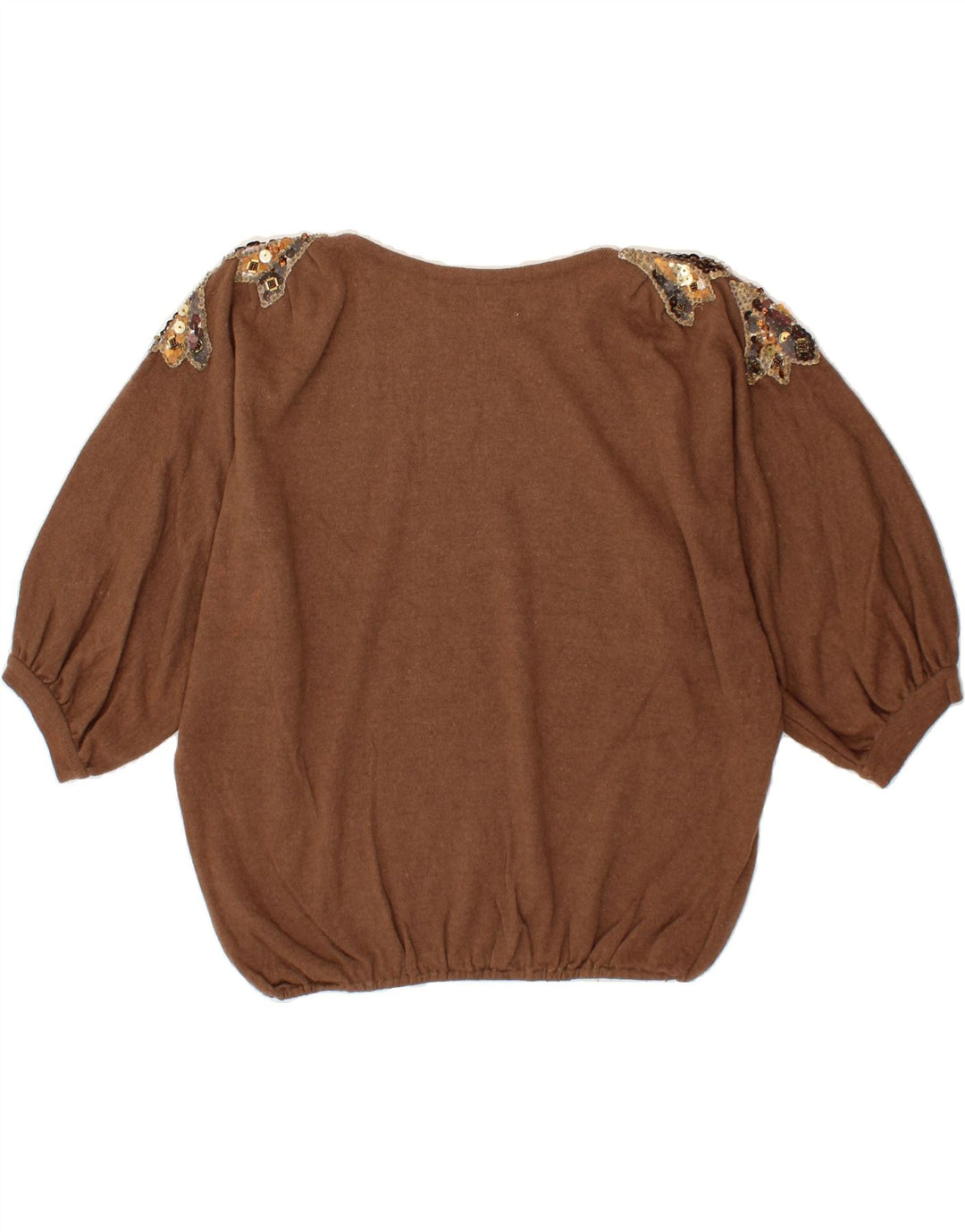 VINTAGE Womens Batwing Button Neck Jumper Sweater UK 16 Large Brown Vintage Vintage and Second-Hand Vintage from Messina Hembry 