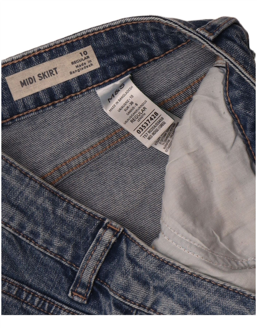 Marks & Spencer Γυναικεία κανονική τζιν Midi φούστα UK 10 Small W30 Blue