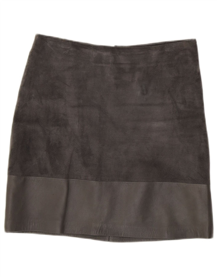 HALLHUBER Γυναικεία Suede Φούστα EU 38 Medium W32 Γκρι Δερμάτινο