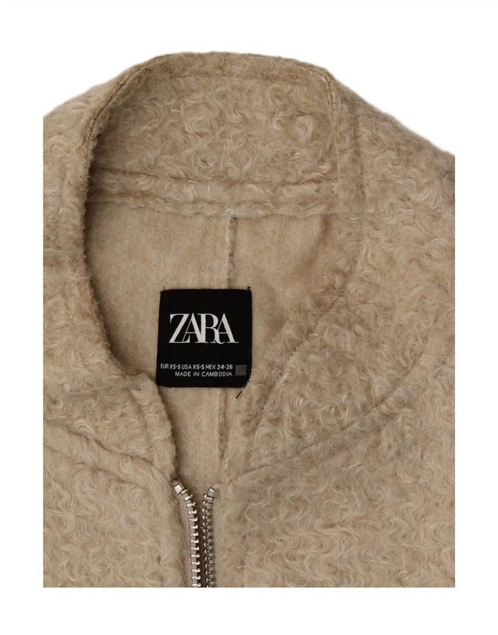 Zara Γυναικείο Oversized Bomber Jacket UK 6 XS Beige Polyester