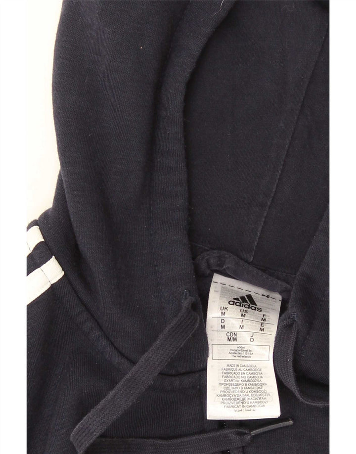 Ανδρικό πουλόβερ με κουκούλα με φερμουάρ Adidas, μεσαίο μπλε βαμβακερό