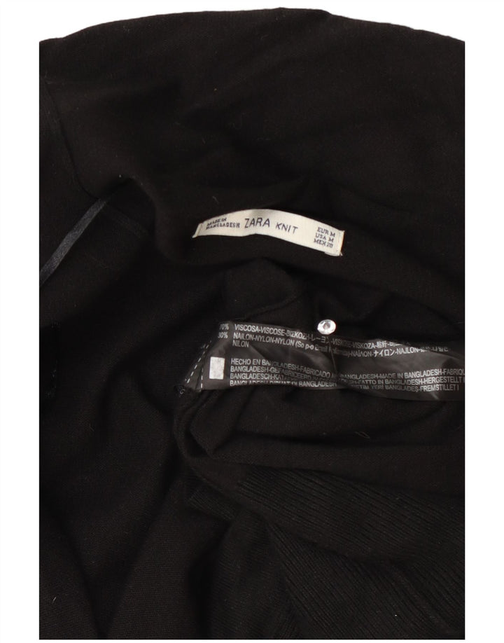 Zara Γυναικείο Longline ανοιχτό πουλόβερ ζακέτα UK 12 μεσαία μαύρη βισκόζη