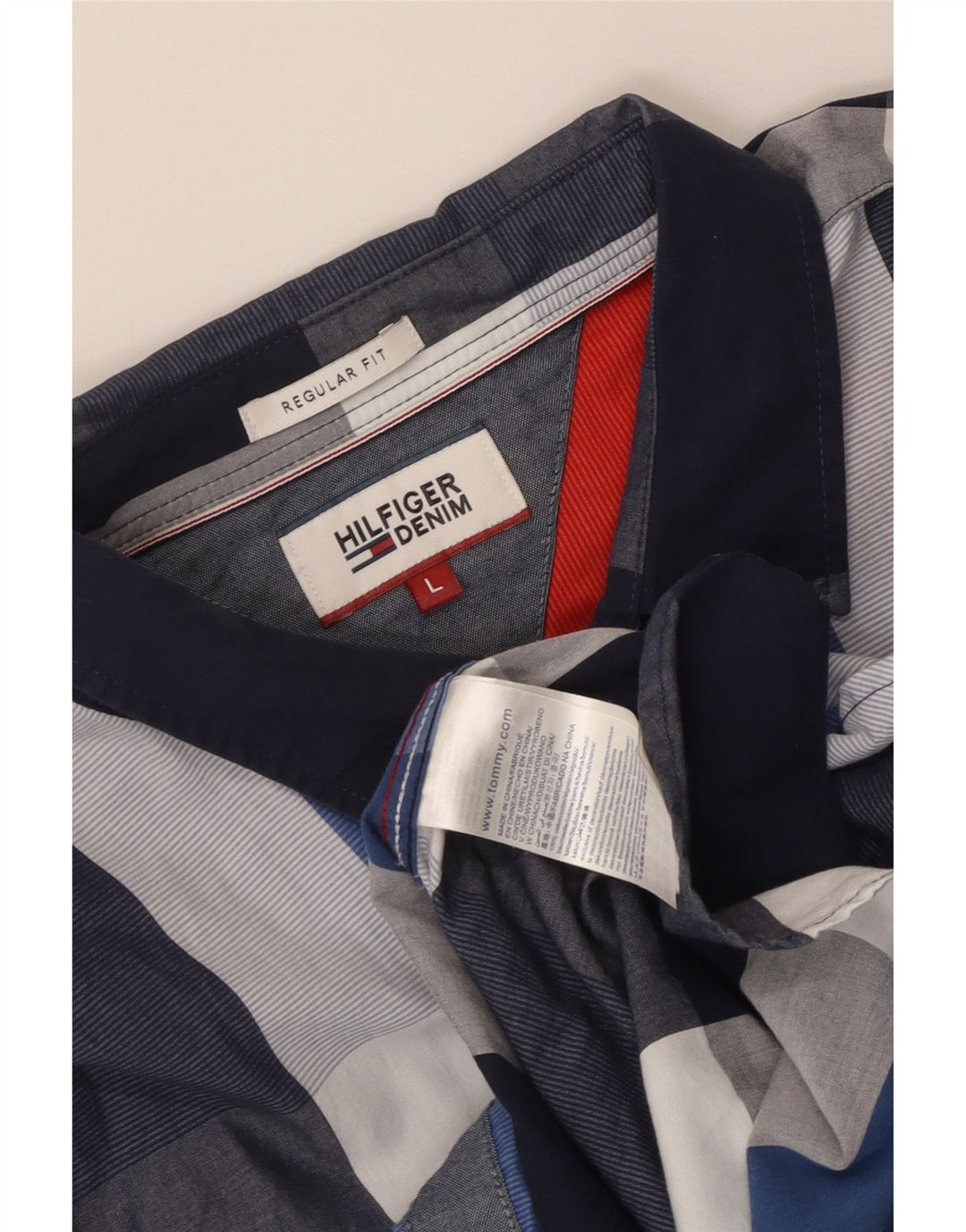 Tommy Hilfiger Ανδρικό πουκάμισο κανονικής εφαρμογής, μεγάλο μπλε καρό βαμβακερό