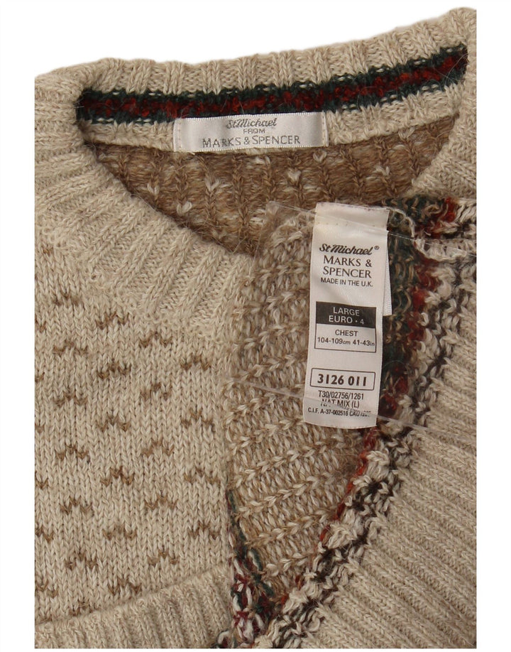 Marks & Spencer Ανδρικό πουλόβερ με λαιμόκοψη St. Michael Crew Large Beige