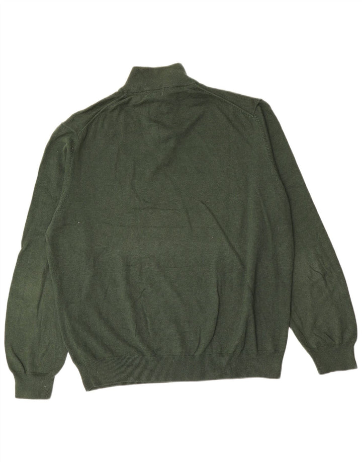 Ανδρικό πουλόβερ Massimo Dutti με φερμουάρ 2XL πράσινο βαμβακερό