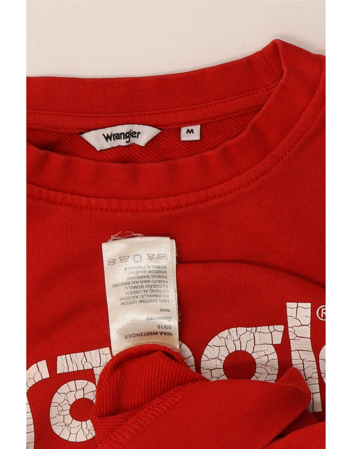 WRANGLER Womens Graphic Sweatshirt Jumper UK 14 Medium Red Cotton Vintage Wrangler and Second-Hand Wrangler from Messina Hembry 