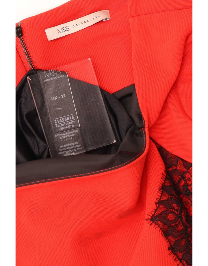 Marks & Spencer Γυναικείο φόρεμα με θήκη UK 12 Medium Red Floral Polyester