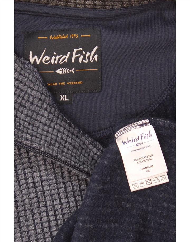 Weird Fish Mens Zip Fleece Jumper XL Navy Blue Polyester