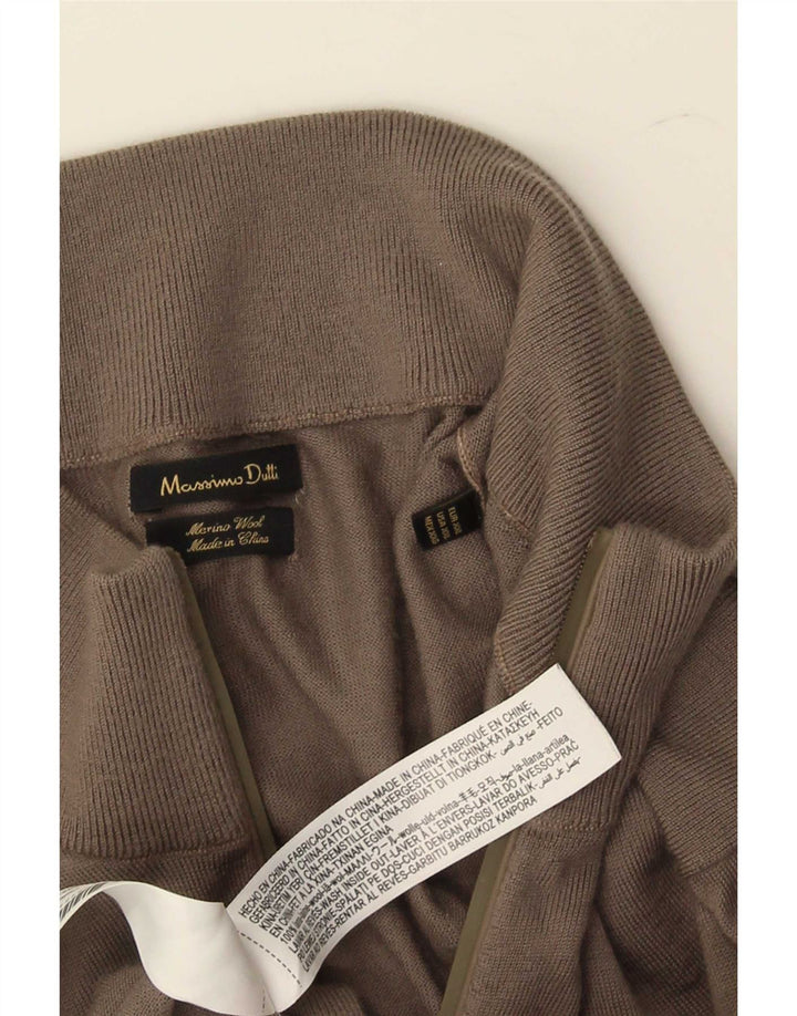 Ανδρικό πουλόβερ με φερμουάρ Massimo Dutti 2XL καφέ μαλλί