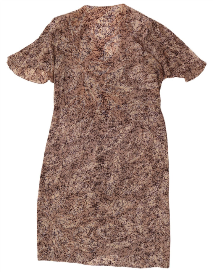 Vintage γυναικείο Abstract Pattern Shift φόρεμα UK 16 Large καφέ