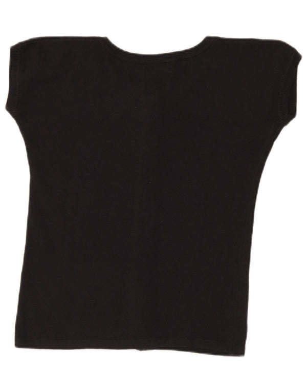Benetton Γυναικείο Knit Crop Top IT 46 Large μαύρο βαμβακερό