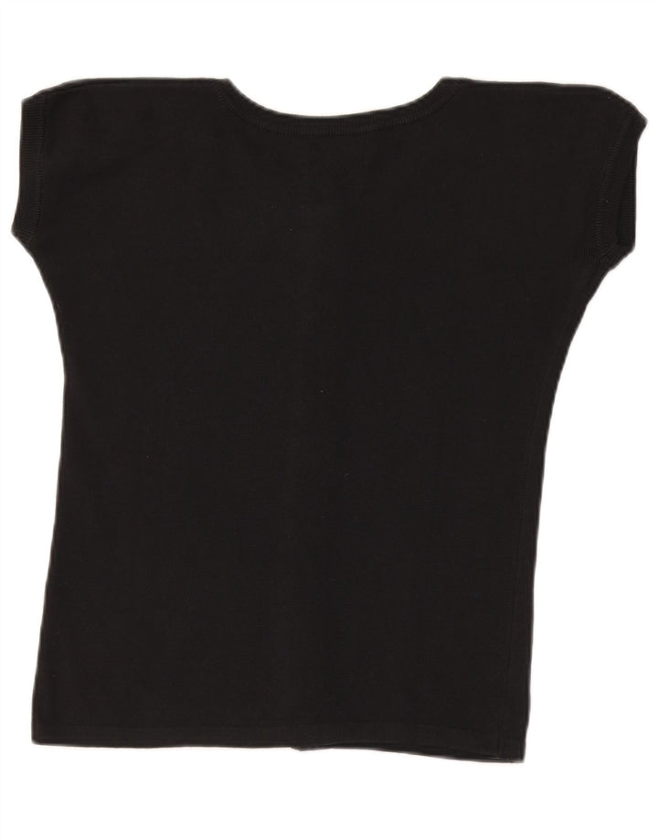 Benetton Γυναικείο Knit Crop Top IT 46 Large μαύρο βαμβακερό