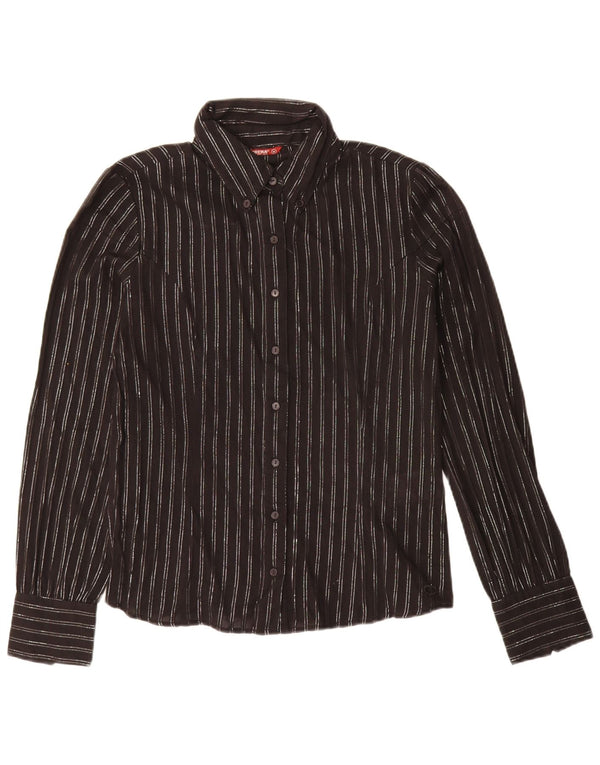 Carrera Womens Shirt UK 14 Medium Black Striped Cotton
