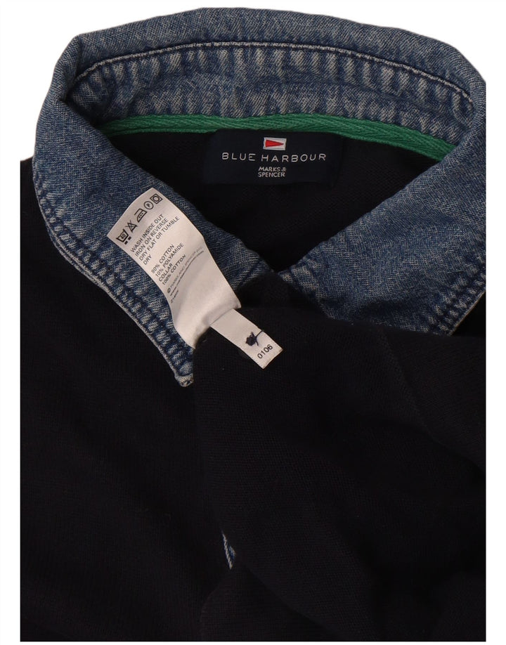 Ανδρικό πουλόβερ Marks & Spencer Μπλε Harbour Polo Neck Jumper Medium Navy Blue