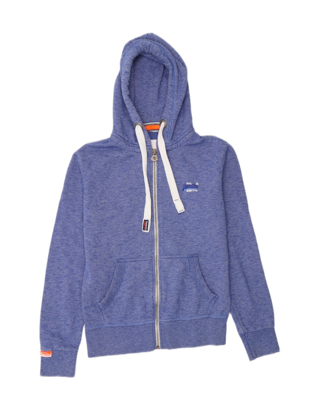 SUPERDRY Mens Zip Hoodie Sweater Small Blue Cotton Vintage Superdry and Second-Hand Superdry from Messina Hembry 