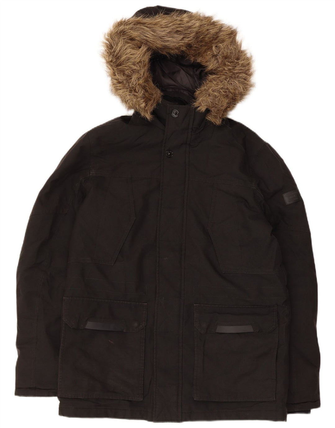 Jack & Jones Ανδρικό μπουφάν με κουκούλα UK 36 Small Black Polyester