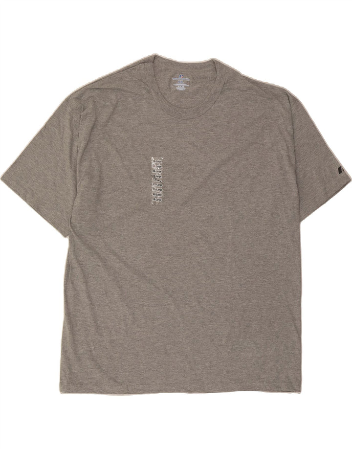 RUSSELL ATHLETIC Mens T-Shirt Top 2XL Grey Polyester Vintage Russell Athletic and Second-Hand Russell Athletic from Messina Hembry 