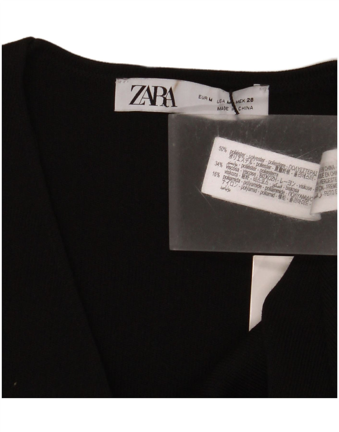 Zara γυναικείο κοντομάνικο τοπ UK 12 Μεσαίο Μαύρο Πολυεστέρα