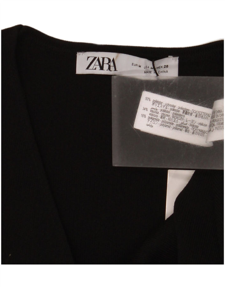 Zara γυναικείο κοντομάνικο τοπ UK 12 Μεσαίο Μαύρο Πολυεστέρα