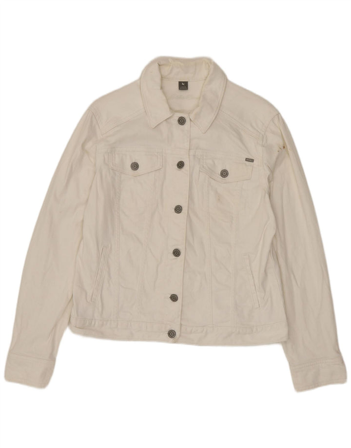 Eddie Bauer Γυναικείο Τζιν Μπουφάν UK 14 μεγάλο λευκό βαμβακερό