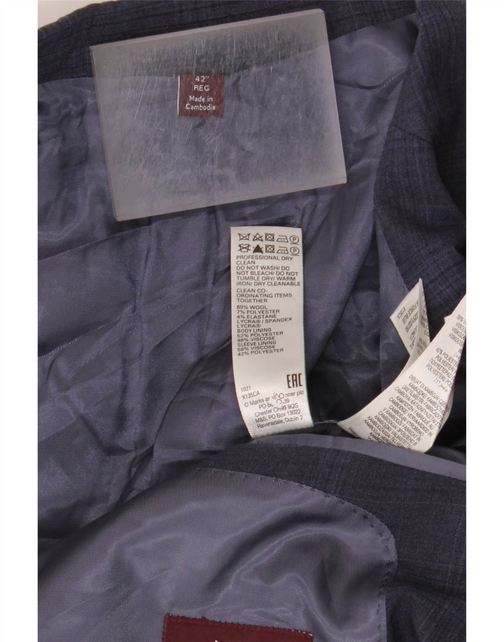 Marks & Spencer Ανδρικό μπουφάν σακάκι με 2 κουμπιά UK 42 XL Navy Blue Check