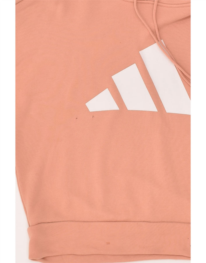 ADIDAS Womens Oversized Graphic Hoodie Jumper UK 4/6 XS Pink Cotton | Vintage Adidas | Thrift | Second-Hand Adidas | Used Clothing | Messina Hembry 