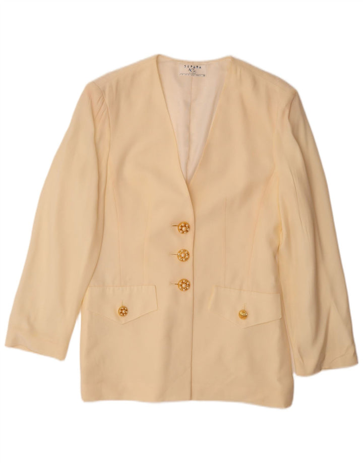 SEPARA FINK Womens 3 Button Blazer Jacket UK 10 Small Beige