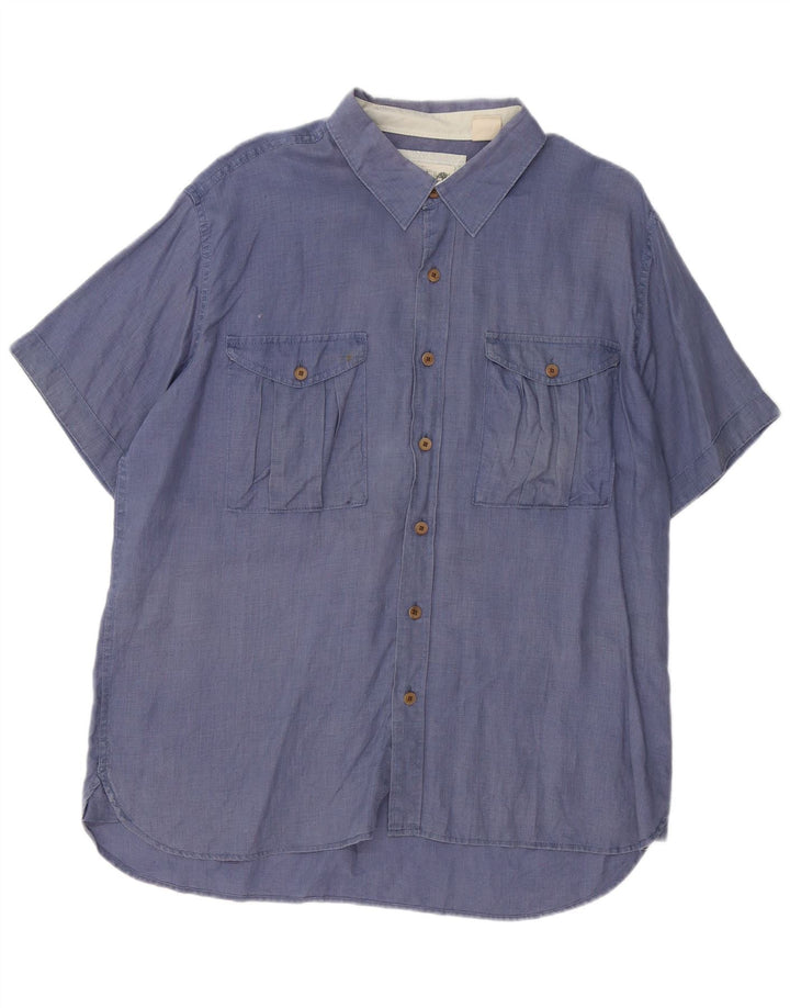 Ανδρικό κοντομάνικο πουκάμισο Timberland με λεπτή εφαρμογή XL μπλε κάνναβης