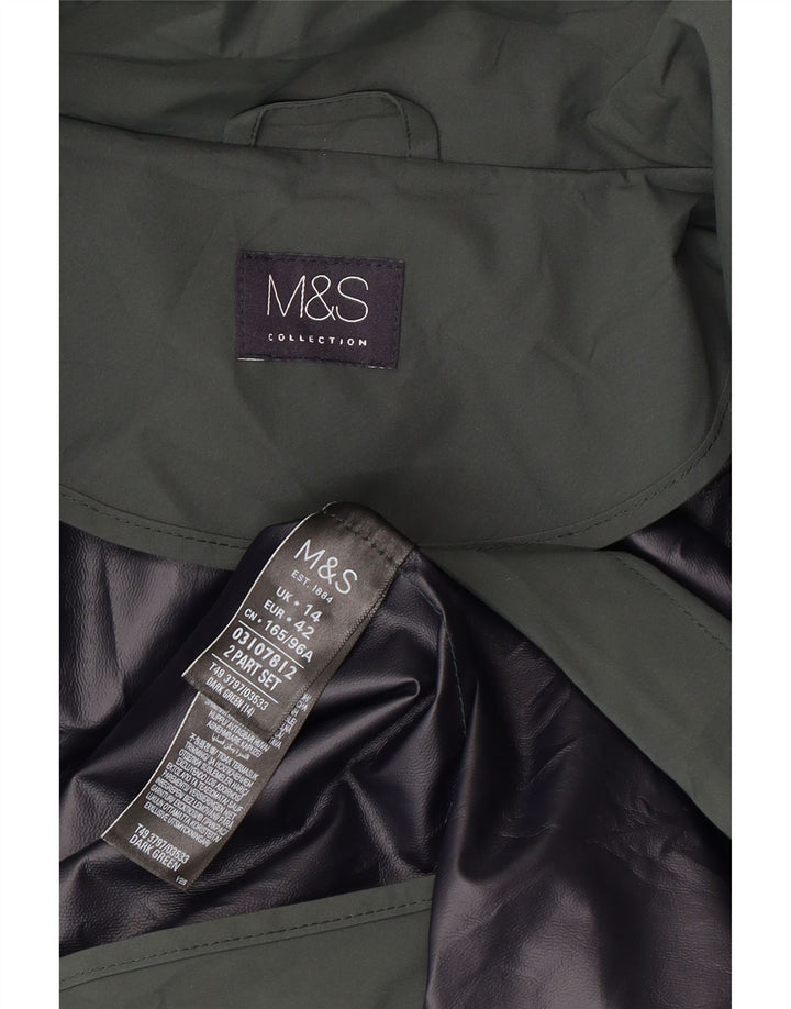 Marks & Spencer Γυναικείο Αδιάβροχο με κουκούλα UK 14 Large Green Polyester
