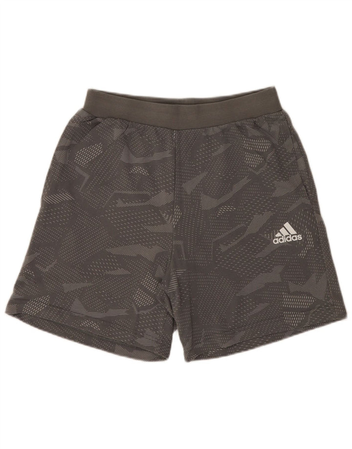 Ανδρικό αθλητικό σορτς Adidas, μεσαίο γκρι γεωμετρικό βαμβακερό