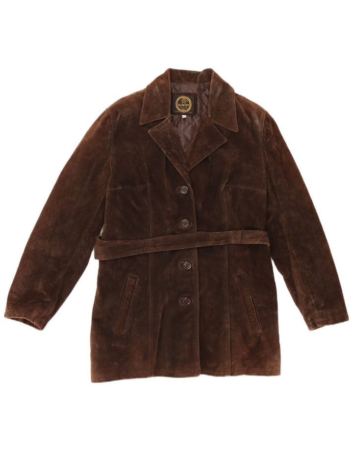 Vintage Γυναικείο Suede Jacket UK 14 Medium Brown Δερμάτινο