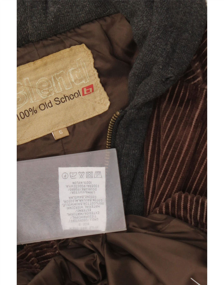 Blend γυναικείο γραφικό κουκούλα κοτλέ μπουφάν UK 36 μικρό καφέ βαμβακερό