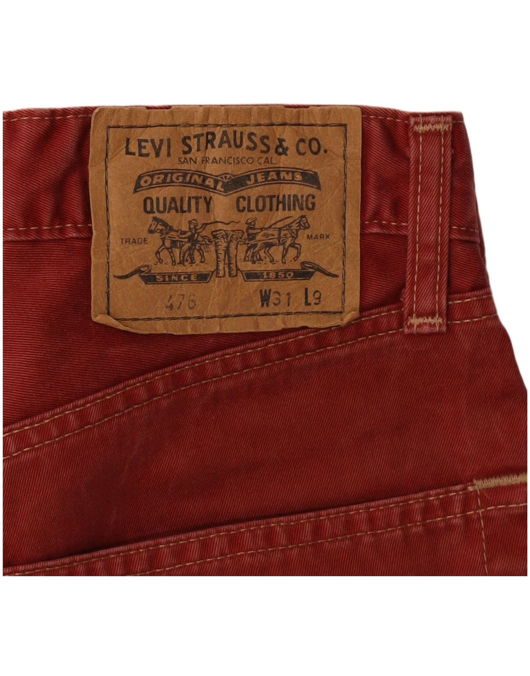 Ανδρικό σορτς LEVI'S 476 τζιν W31 μεσαίο κόκκινο βαμβακερό