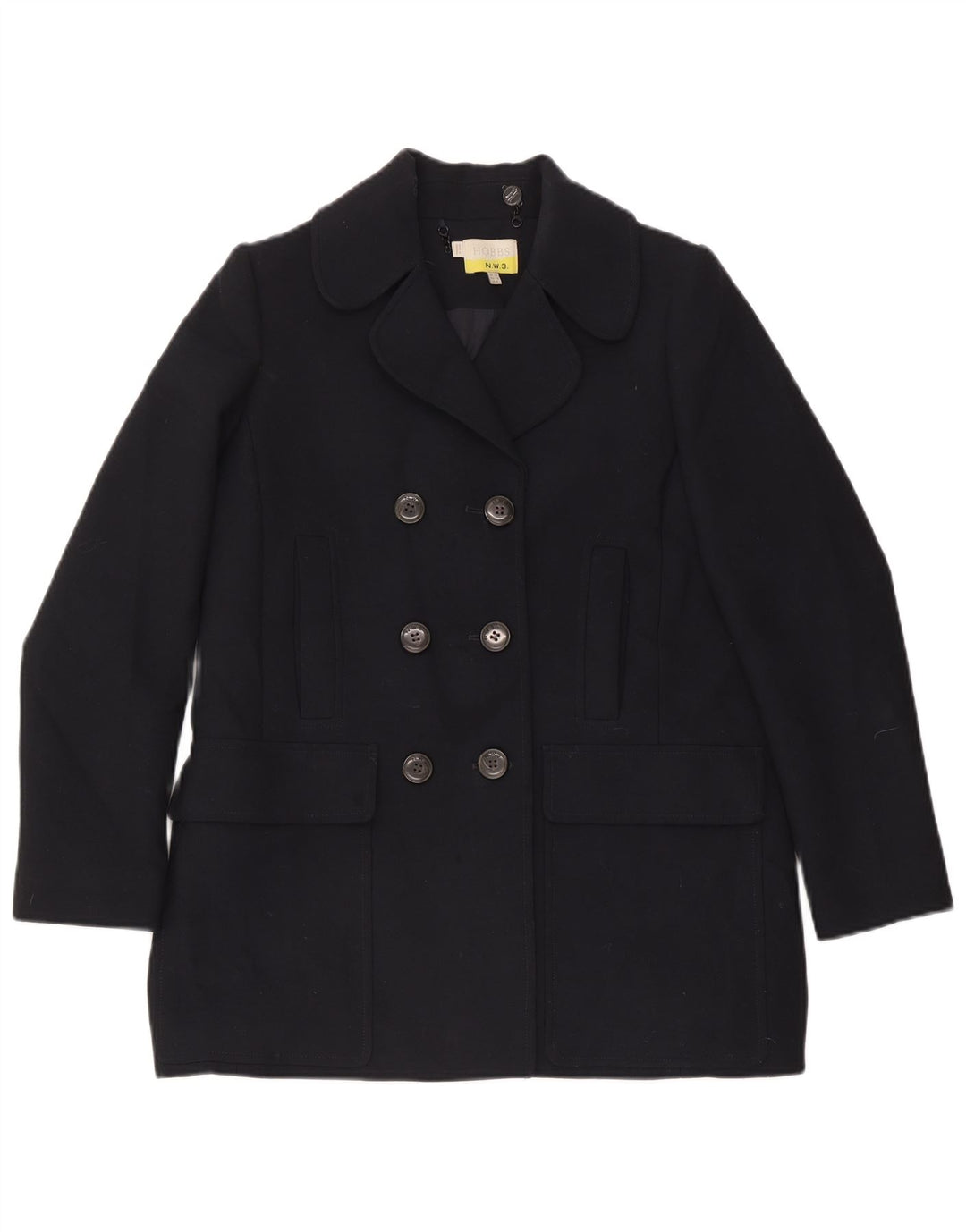 Hobbs Γυναικείο παλτό μπιζελιού UK 12 Medium Navy Blue Polyester