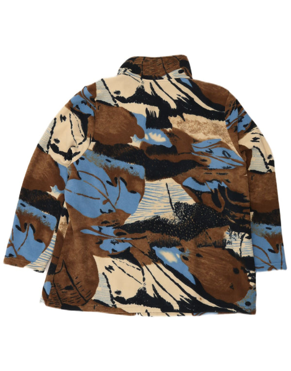 Vintage γυναικείο αφηρημένο τζάκετ Fleece UK 24 4XL Brown Colourblock