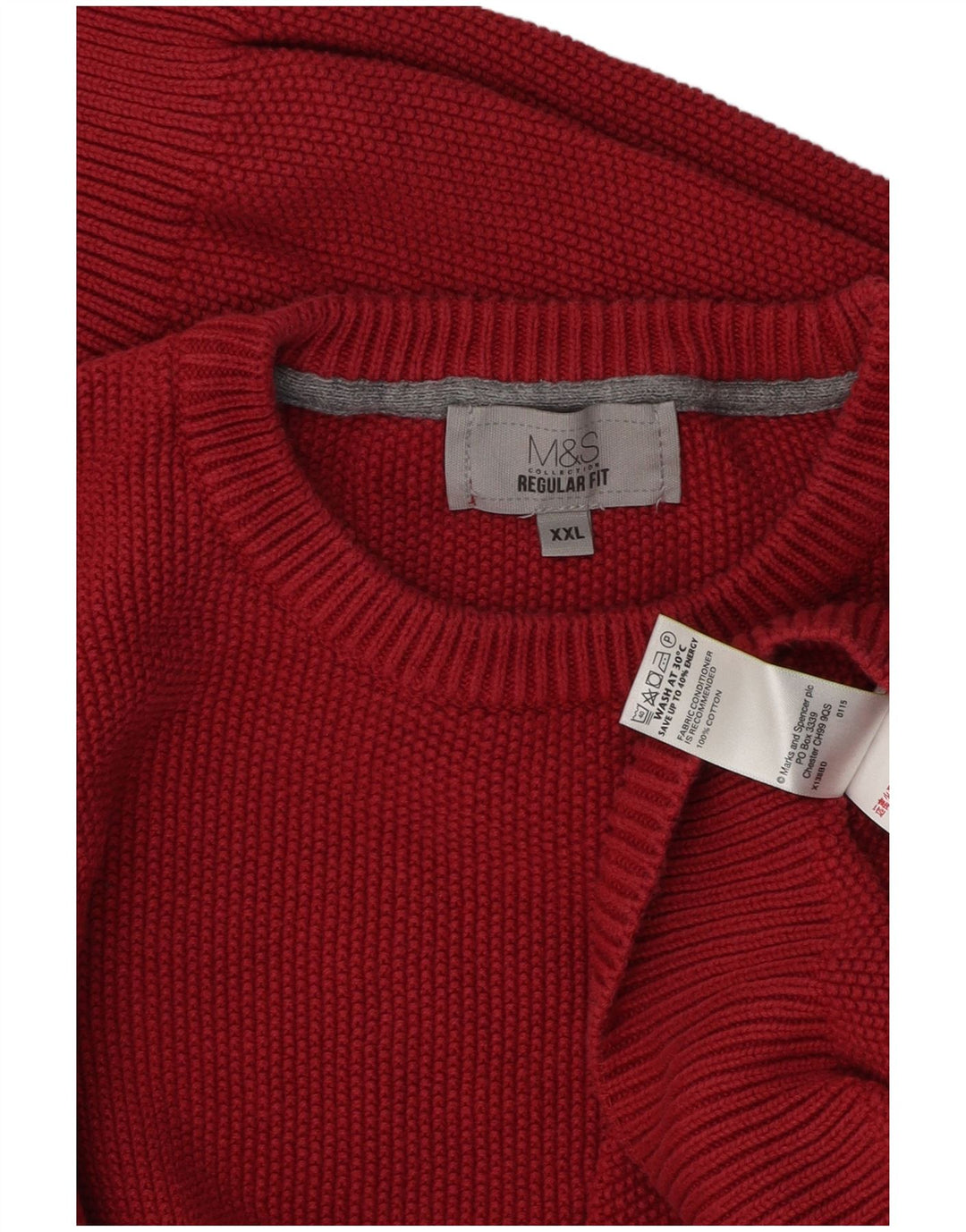 Ανδρικό πουλόβερ Marks & Spencer Regular Fit Crew Neck Jumper 2XL κόκκινο βαμβακερό
