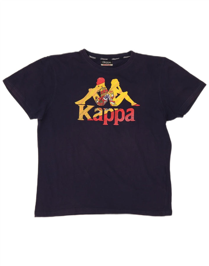 Kappa Γυναικείο T-Shirt Top UK 14 Medium Navy Blue