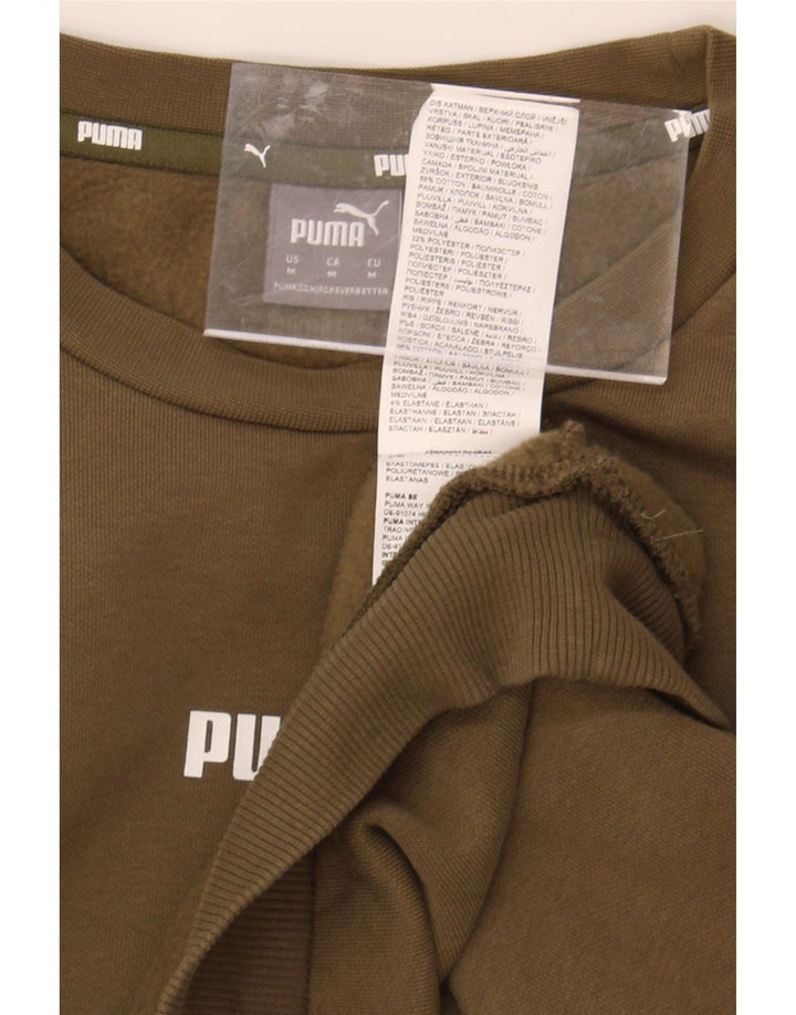PUMA Womens Graphic Sweatshirt Jumper UK 14 Medium Brown Cotton Vintage Puma and Second-Hand Puma from Messina Hembry 