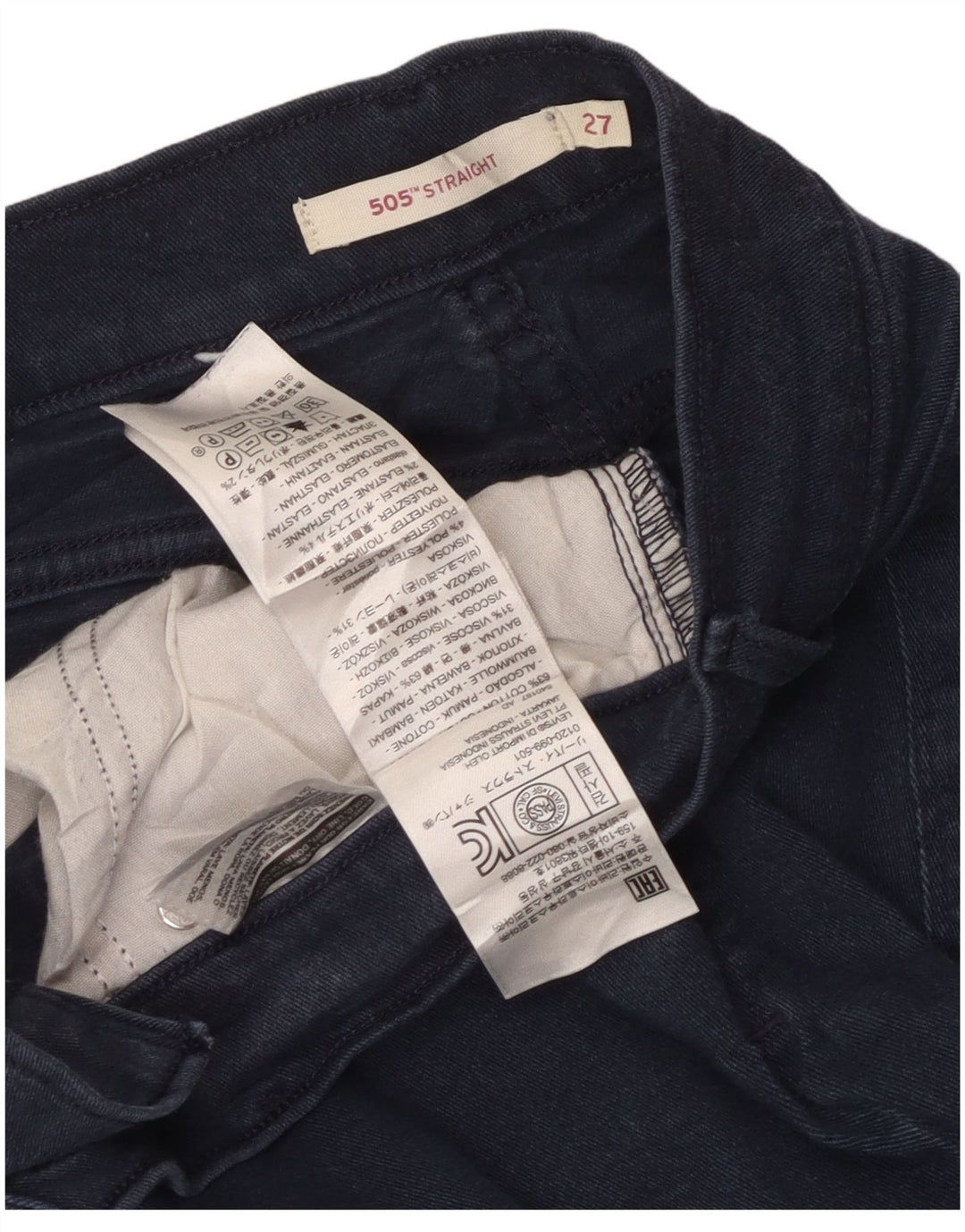 Levi's Womens 505 Straight Jeans W27 L30 Navy Blue Cotton