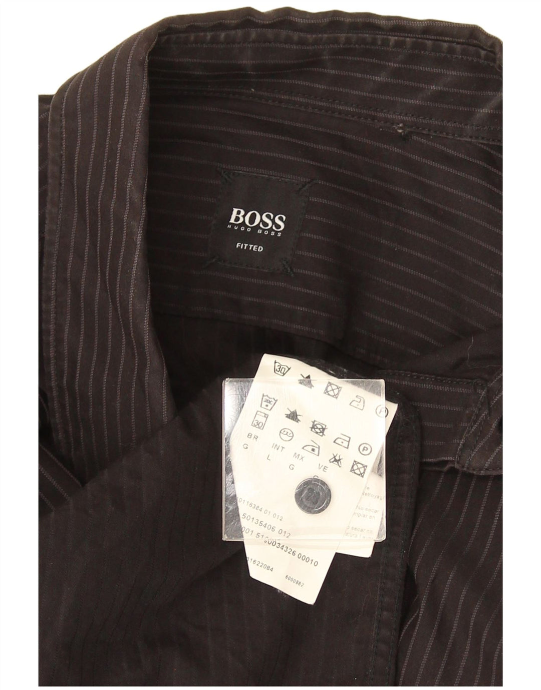 Ανδρικό πουκάμισο Hugo Boss Εφαρμοσμένο μεγάλο μαύρο βαμβακερό ριγέ