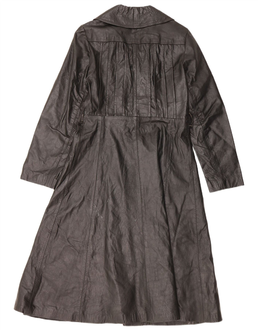 VINTAGE Γυναικείο Δερμάτινο Παλτό UK 10 Small Black Leather