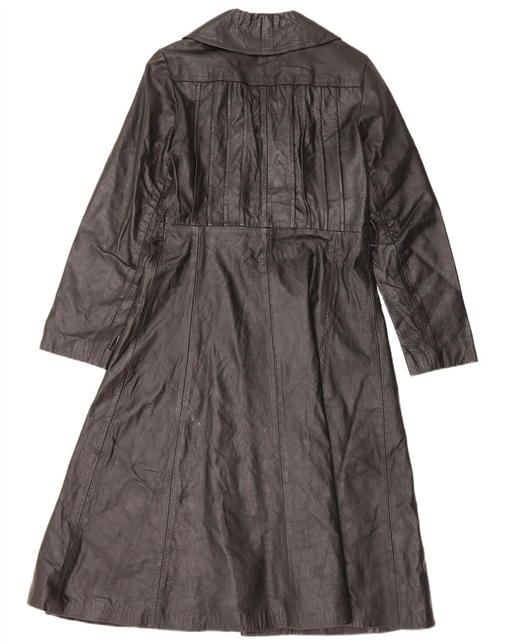 VINTAGE Γυναικείο Δερμάτινο Παλτό UK 10 Small Black Leather