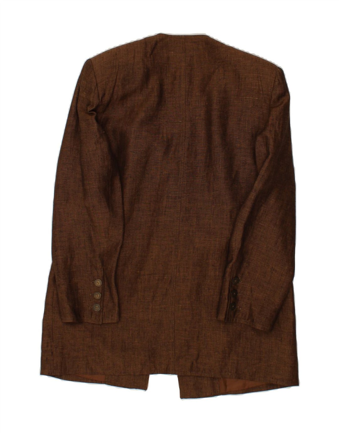 MADELEINE Womens Open Blazer Jacket EU 40 Medium Brown Linen Vintage Madeleine and Second-Hand Madeleine from Messina Hembry 