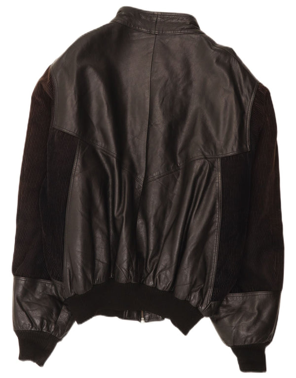 Vintage Ανδρικό Bomber Δερμάτινο Μπουφάν IT 52 XL Μαύρο